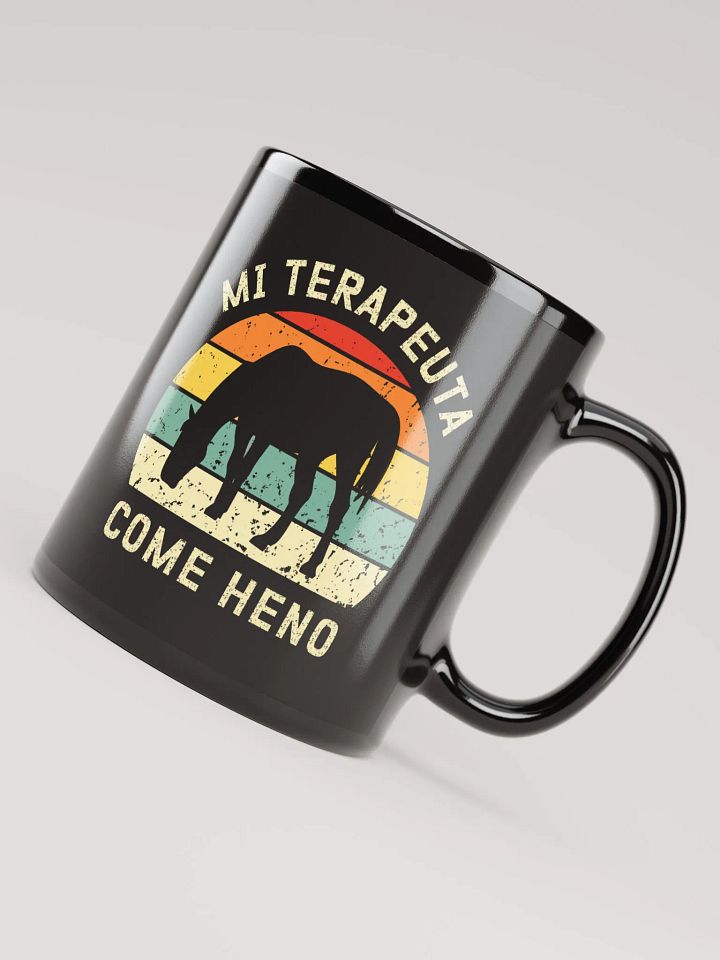 "Mi terapeuta come heno" Mug negro product image (2)