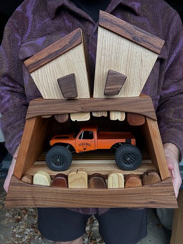 I asked @weirdcabinet for a truck display stand. #scx24 #woodworking #rccrawler