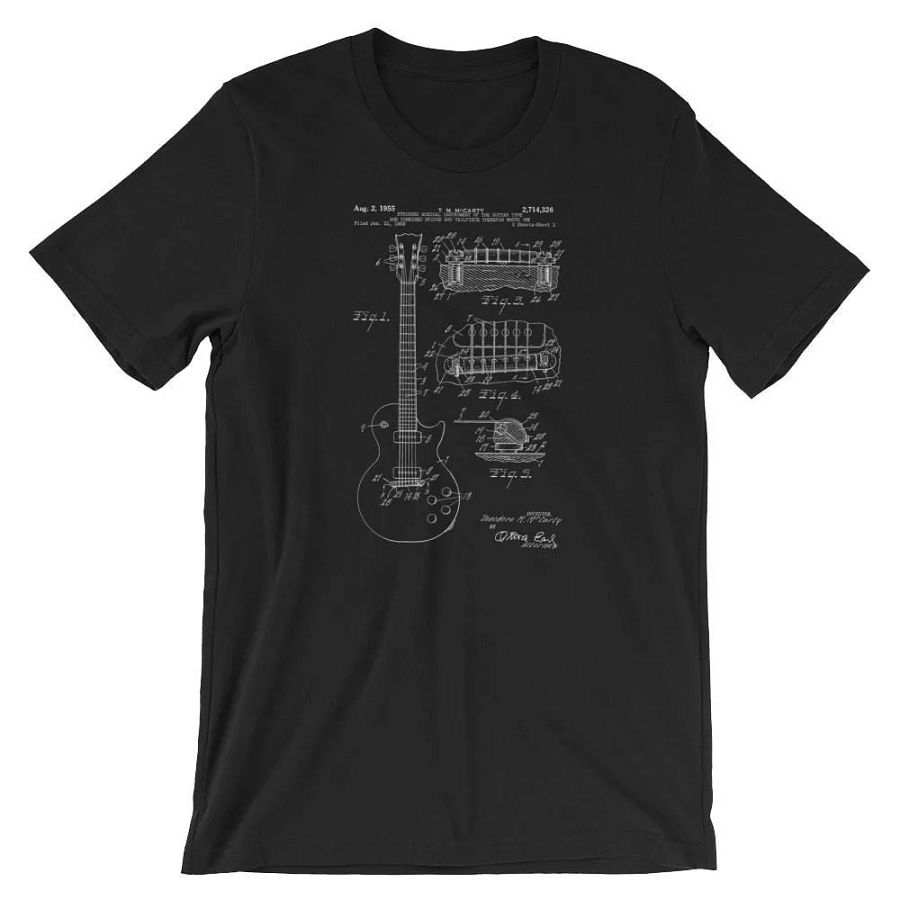 Electric Guitar Patent T-Shirt. Shirt 100% Cotton Premium Tee Black Gray or Red product image (3)