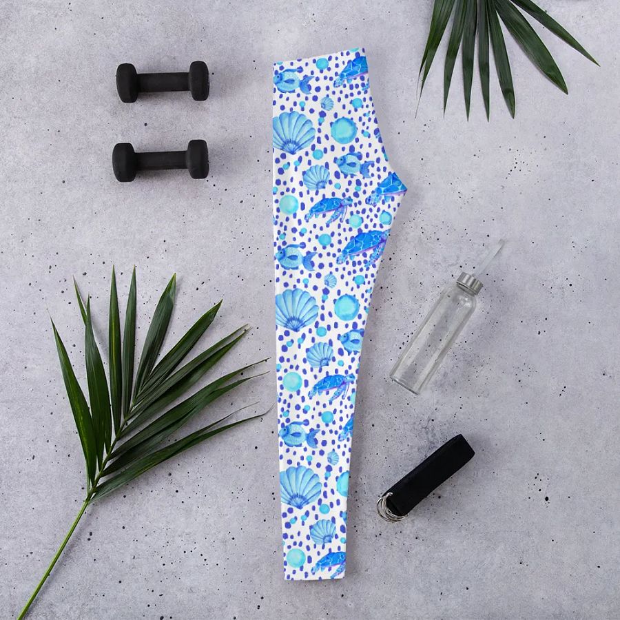 ladies leggings with sea turtle print.  Ideal gift fot the nature andeco lover. product image (3)