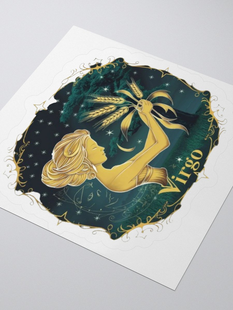 Virgo Zodiac Sticker - Maiden with Wheat & Floral - Durable Vinyl product image (9)