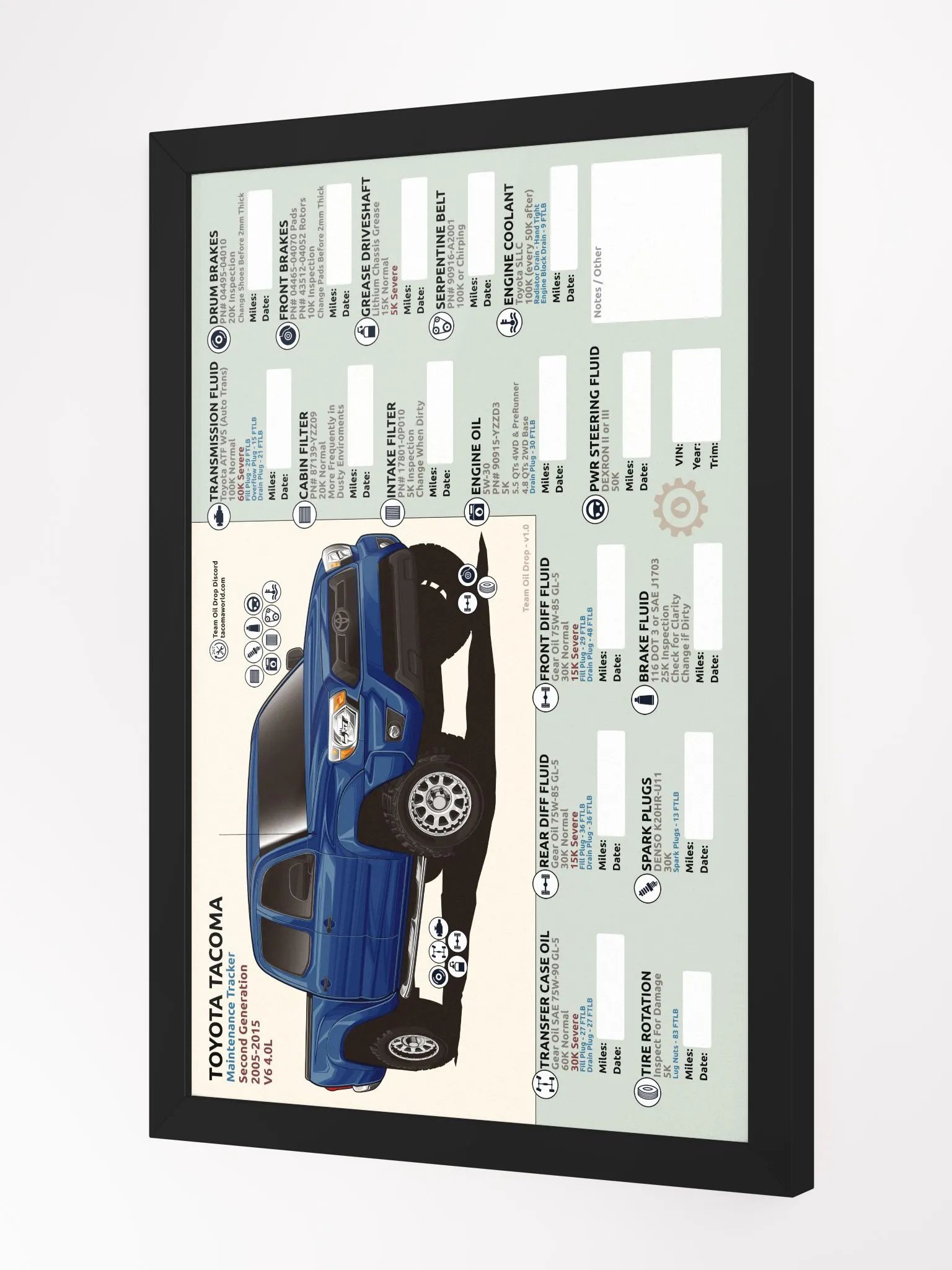 2nd GEN MAINTENANCE TRACKER V1.0 - Blue Ribbon (FRAMED) product image (3)