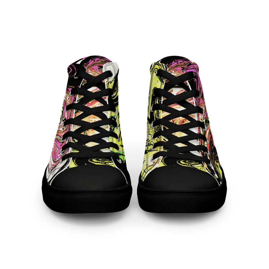 Abstract Neon Daisy Swirl Ladies High Top Canvas Shoes product image (6)