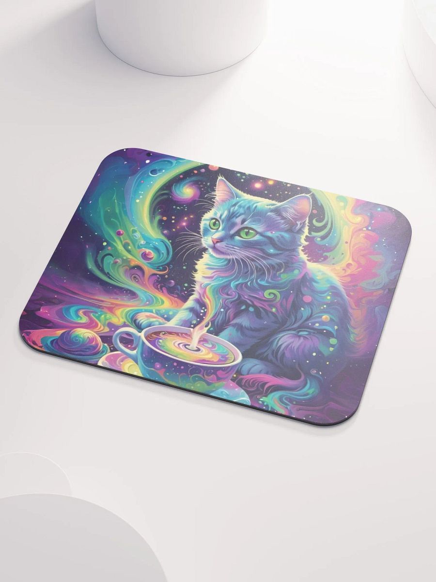 Psychedelic Cat with Cosmic Coffee Mouse Pad product image (4)