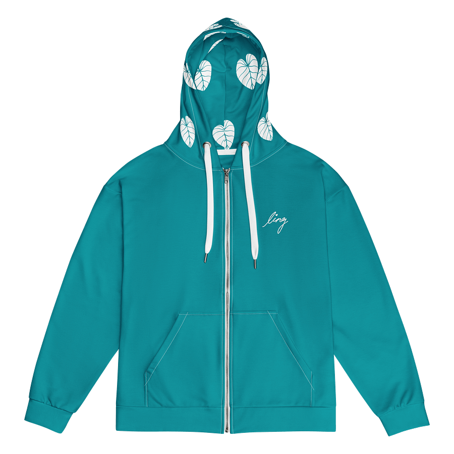 Lingling Kwong White Lotus Design Unisex Zip Hoodie (Blue) product image (1)