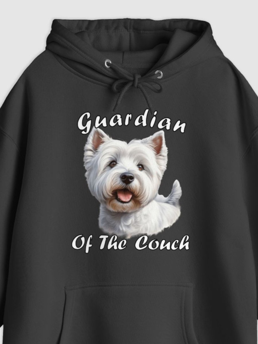 Guardian Of The Couch Dog Illustrated Pullover Hoodie (Front Only) product image (1)