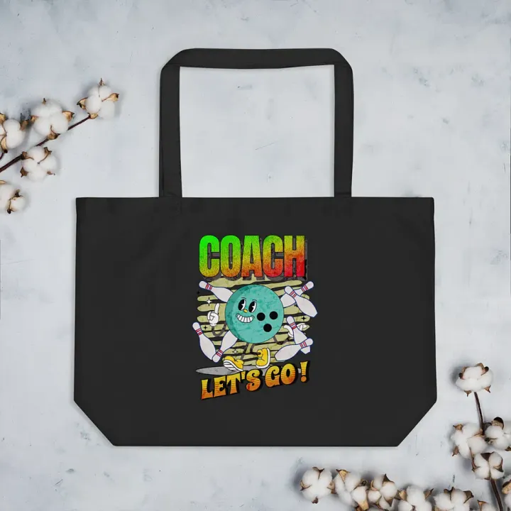 Retro Mascot Coach Bowling Let's Go Eco Tote product image (2)