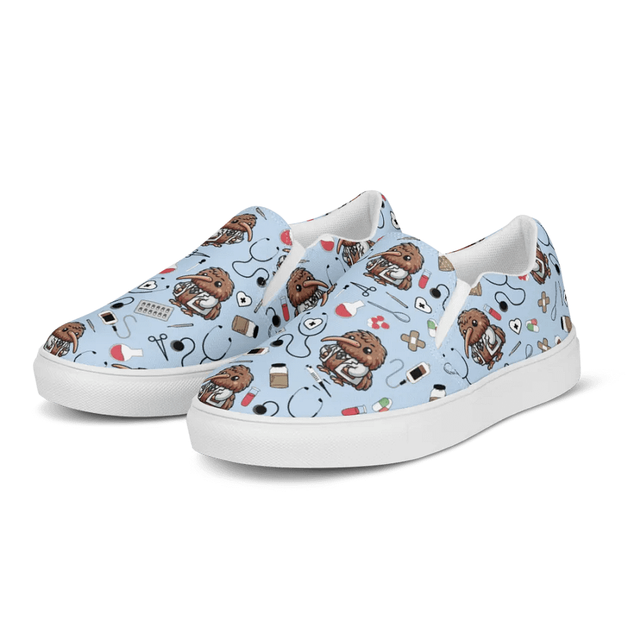 Cute Medical Kiwi Slip-On Canvas Shoes (Blue) product image (6)