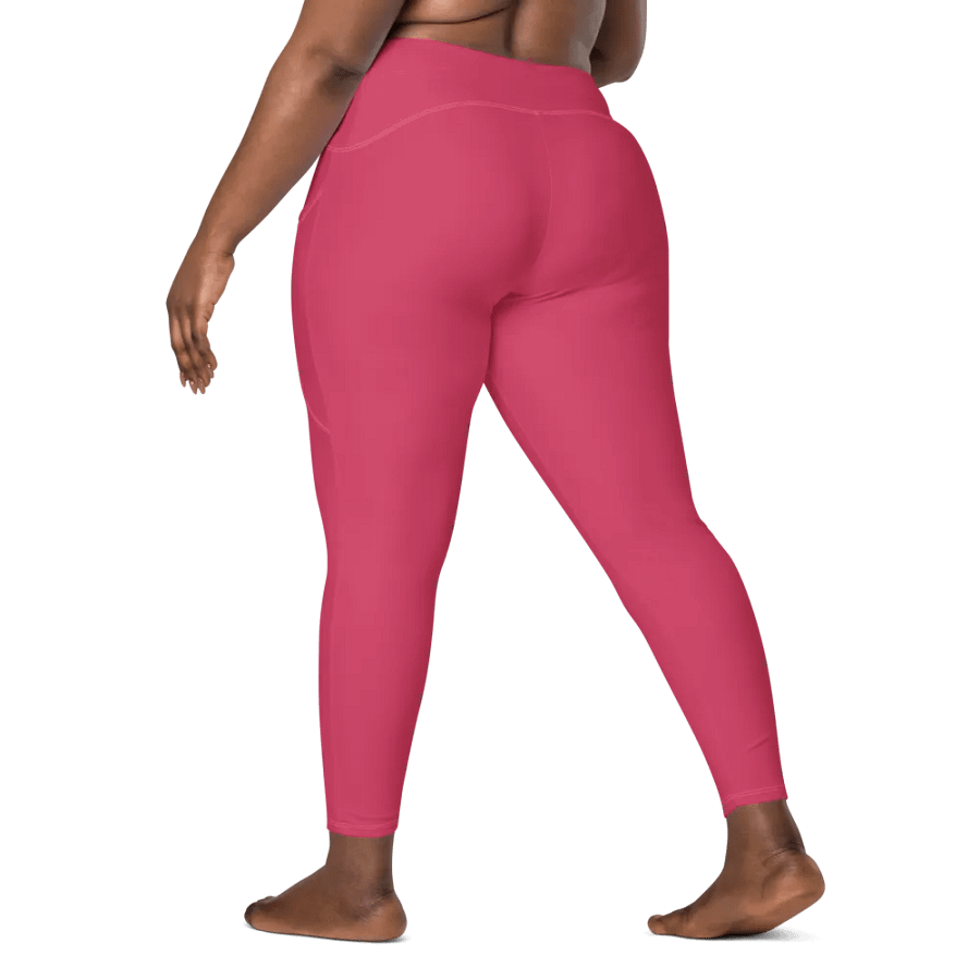 Plain Ruby Red True Summer Women's High Waisted Premium Crossover Leggings with Pockets by Treasure Pie product image (9)