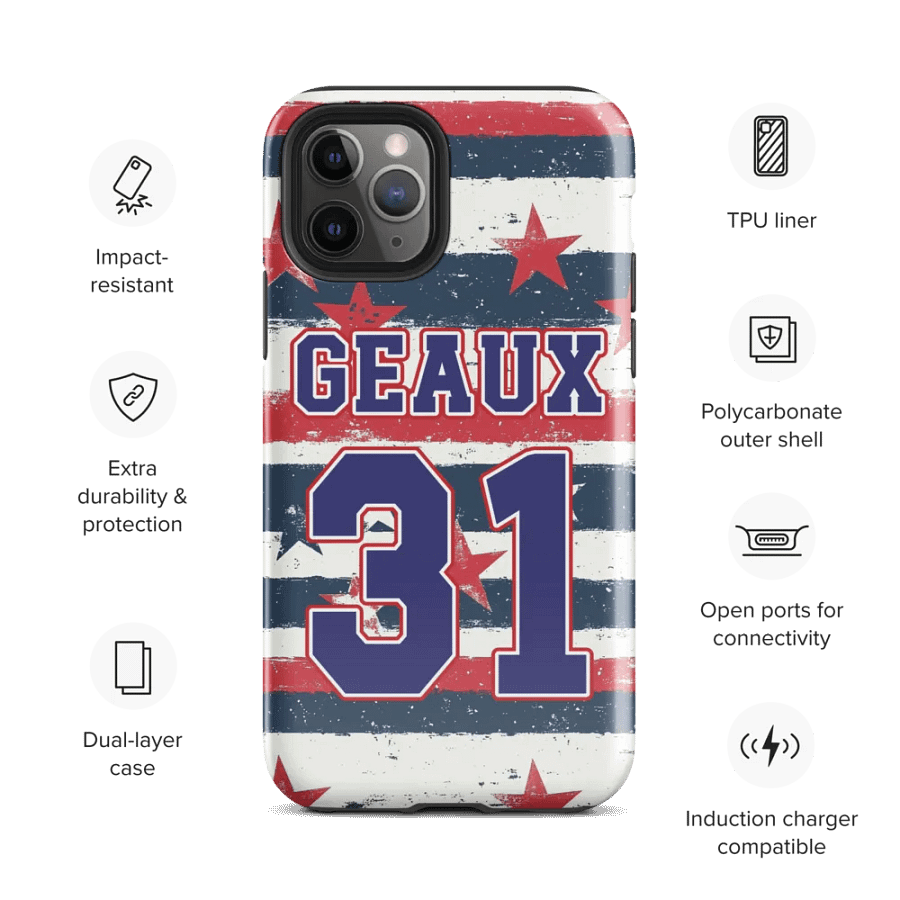 Geaux 31 - Vintage Stars & Stripes Pattern iPhone Layered Case product image (28)
