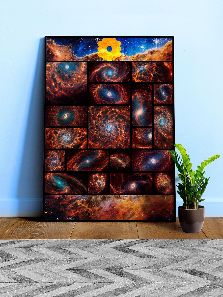 19 Spiral Galaxies + Cosmic Cliffs, Carina Nebula (James Webb/JWST) — space poster product image (27)
