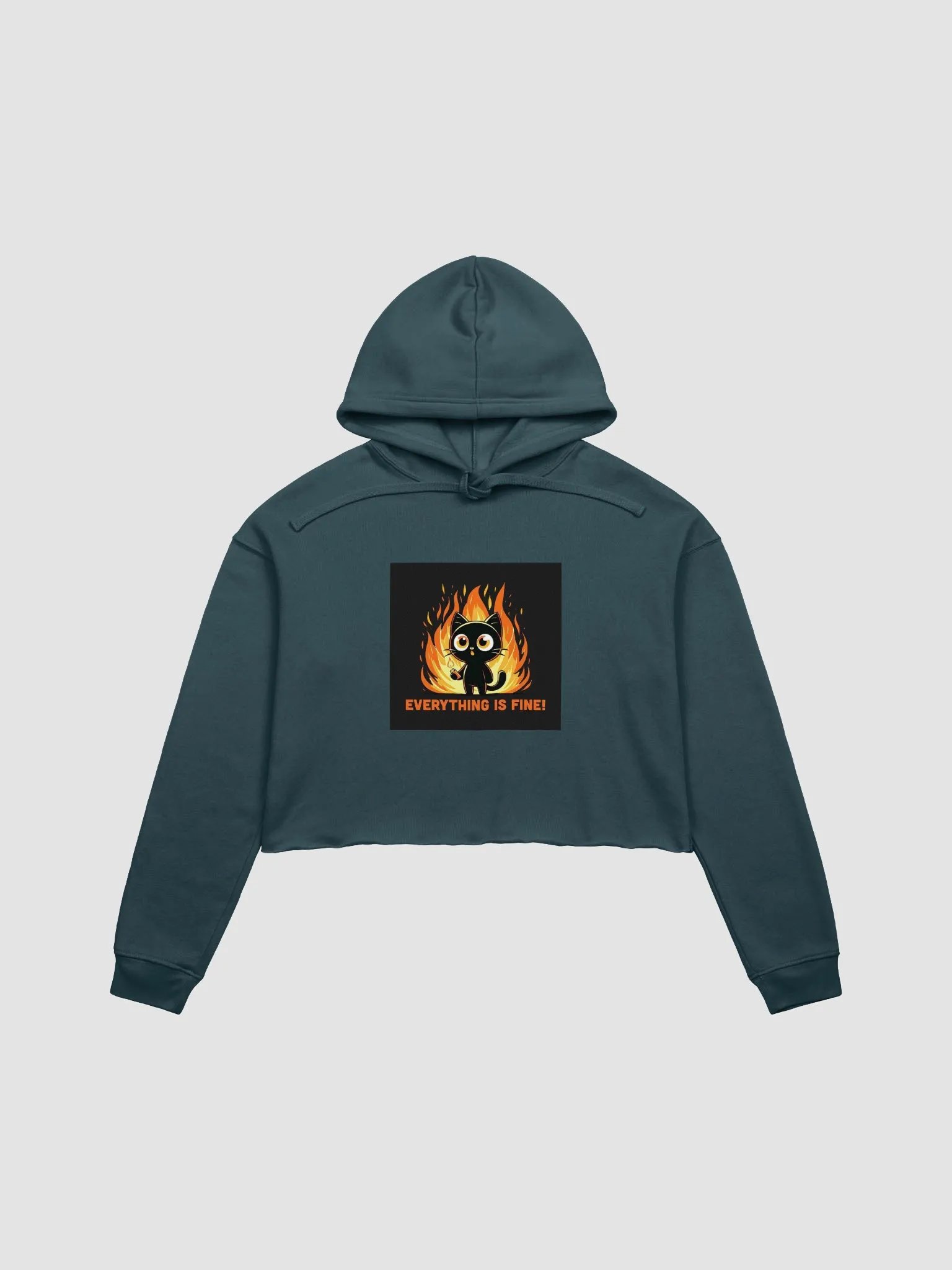 Ironic Feline Chaos in Flames Crop Hoodie product image (9)
