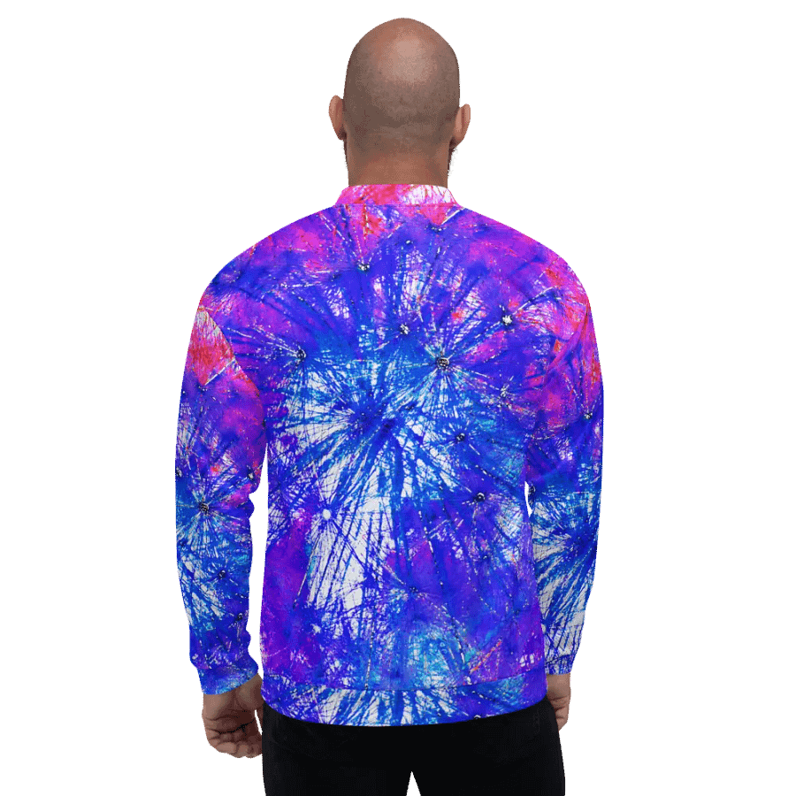 Abstract Bright Neon Dandelion Seeds Unisex Bomber Jacket product image (11)