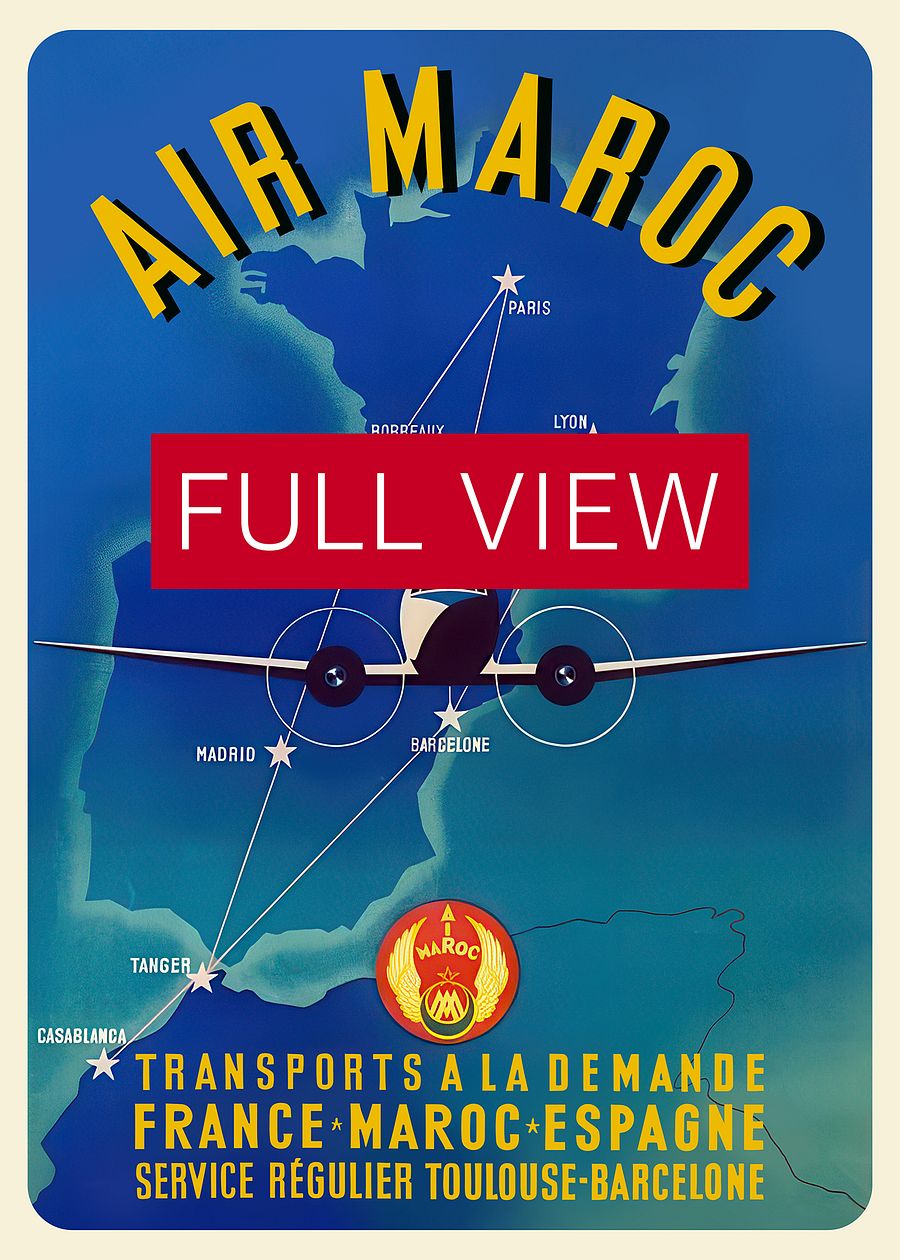 Morocco, Air Maroc, 1950 (Rare poster, Enhanced) — retro travel poster, vintage travel print product image (3)