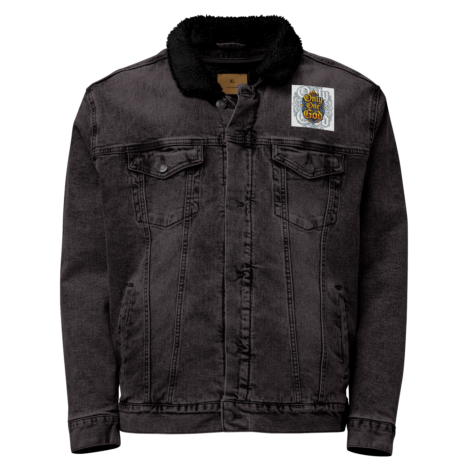 Only One God Threadfast Apparel Unisex Sherpa Denim Jacket By Chilly Palmer product image (1)
