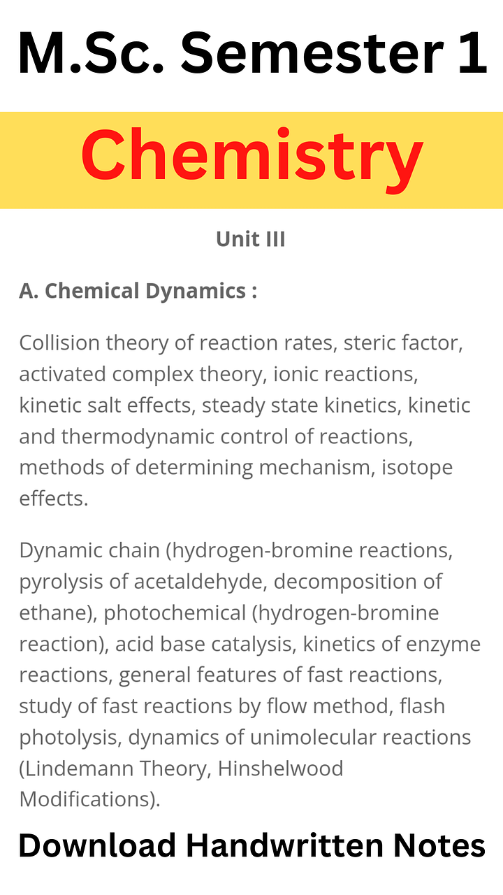 Physical Chemistry | Chemical Dynamics | MSc Semester 1 | Handwritten Notes product image (2)