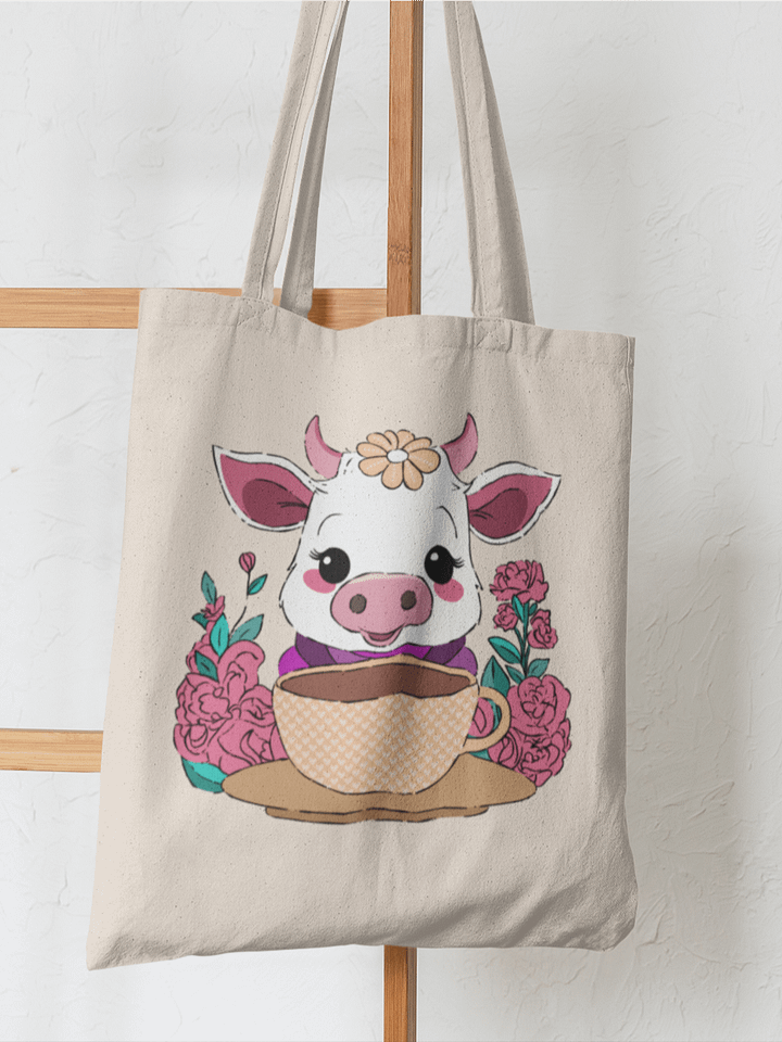Coffee Break Cow Eco Tote Bag product image (1)