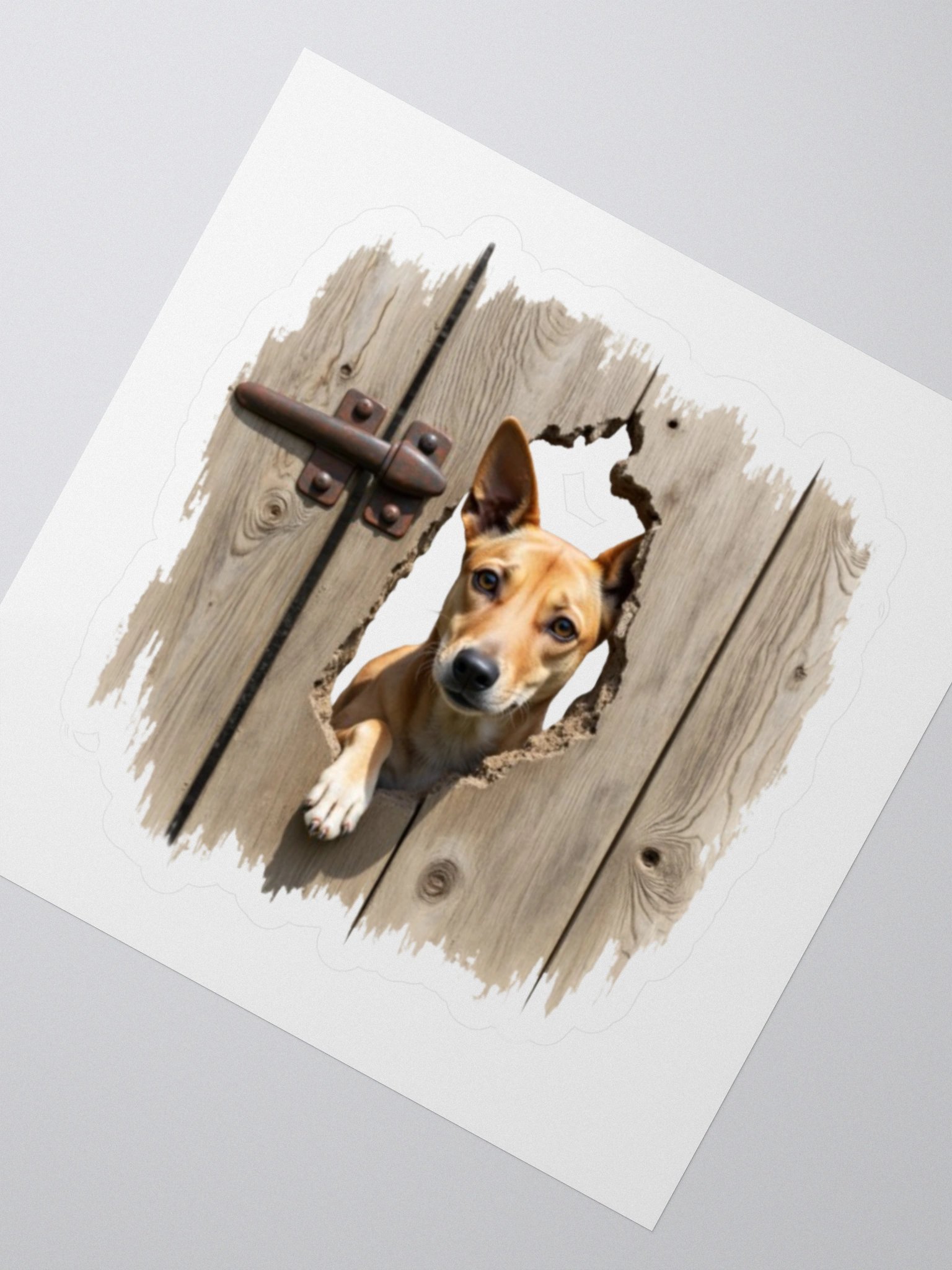 Rustic Wood Fence Peeking Potcake Sticker product image (2)