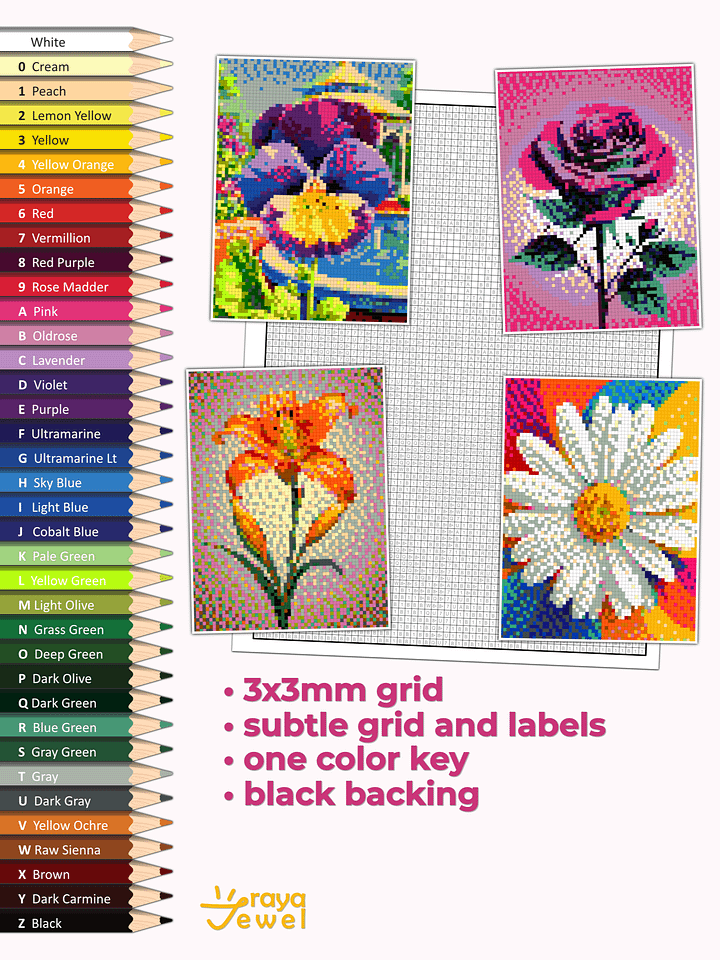 Pixel-Perfect Flowers Coloring Book: Pixel Art Color By Number with 36 Illustrations product image (2)