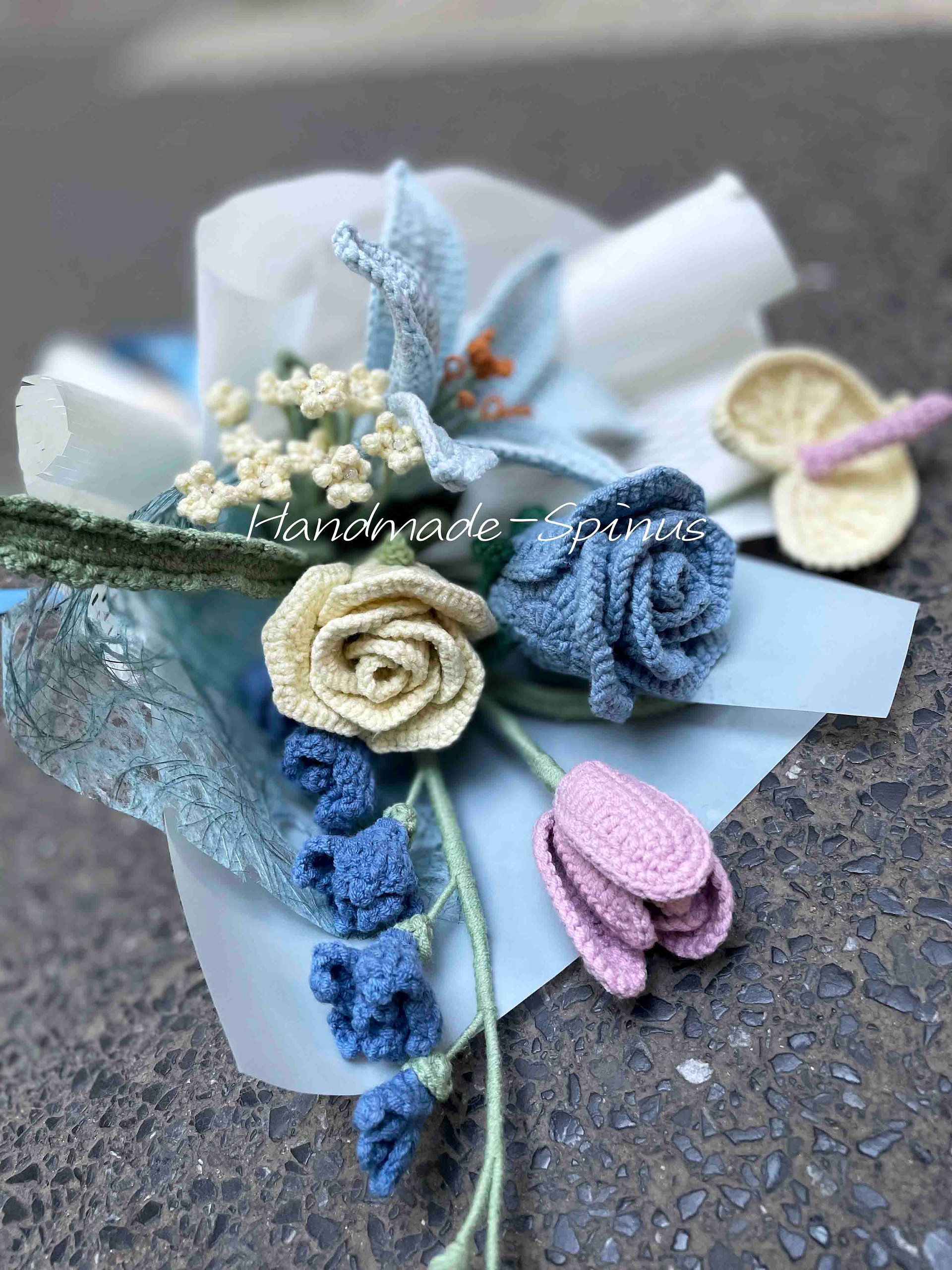 Dreamy Purple Lavender Blue Dye Crochet Knit Bouquet product image (5)