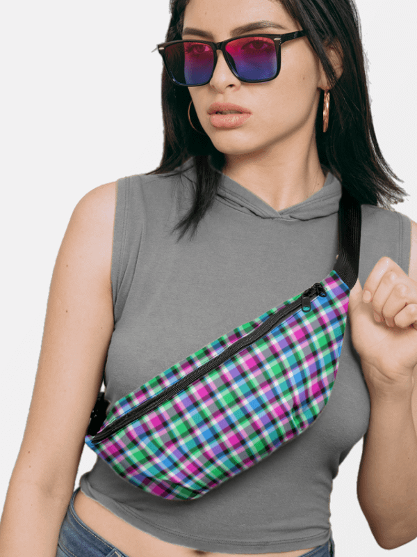 Magenta, Bright Green, and Blue Plaid Fanny Pack product image (1)