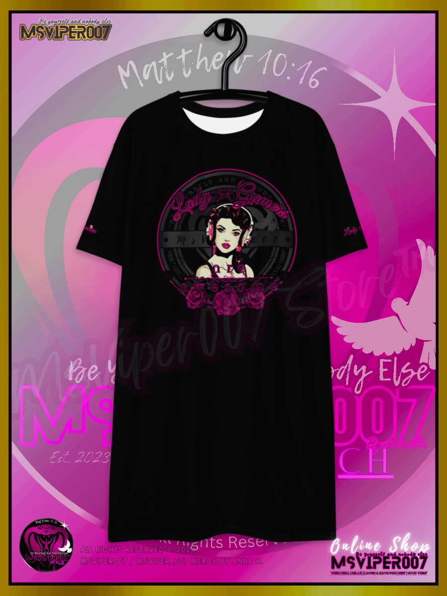 T-Shirt Dress - MsViper007's "Lady Gamers Are Awesome™ | [V3] (blk/solid)" T-Shirt Dress product image (11)