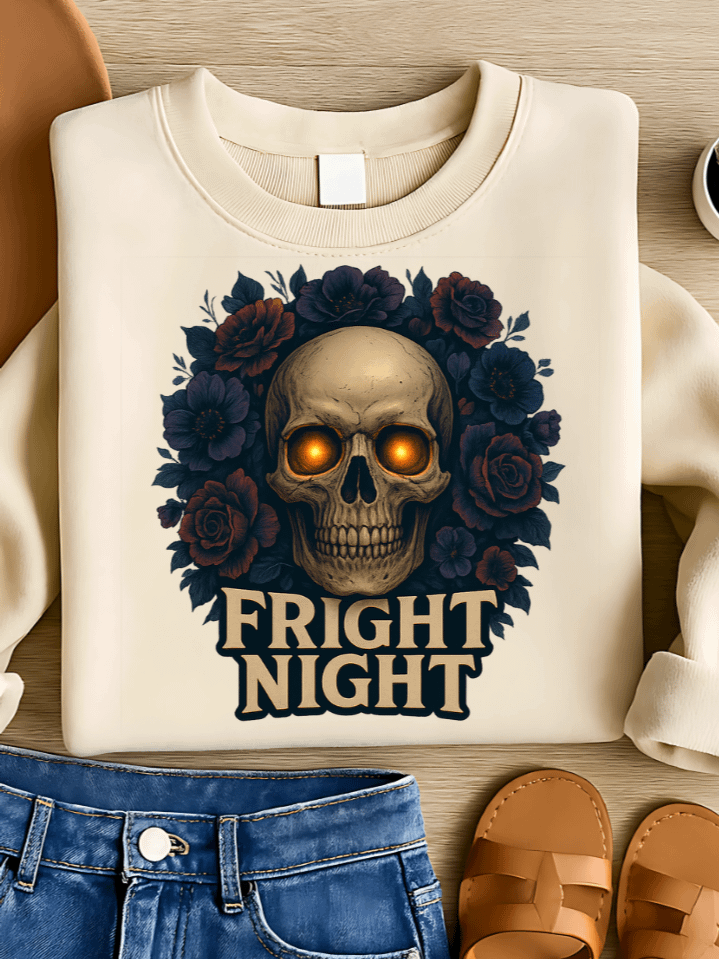 Spooky Bloom Skull Sublimation PNG – “Fright Night” Halloween T-Shirt Design – Creepy Floral Fusion – 300 DPI Instant Digital Download product image (1)
