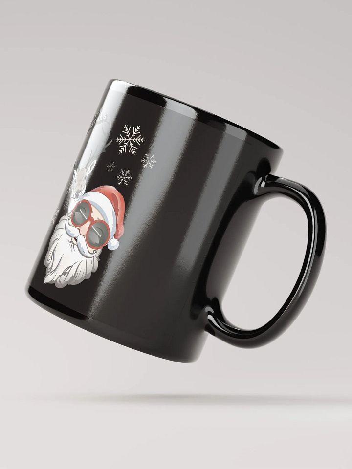 Cool Santa and Hip Reindeer Black Mug product image (3)