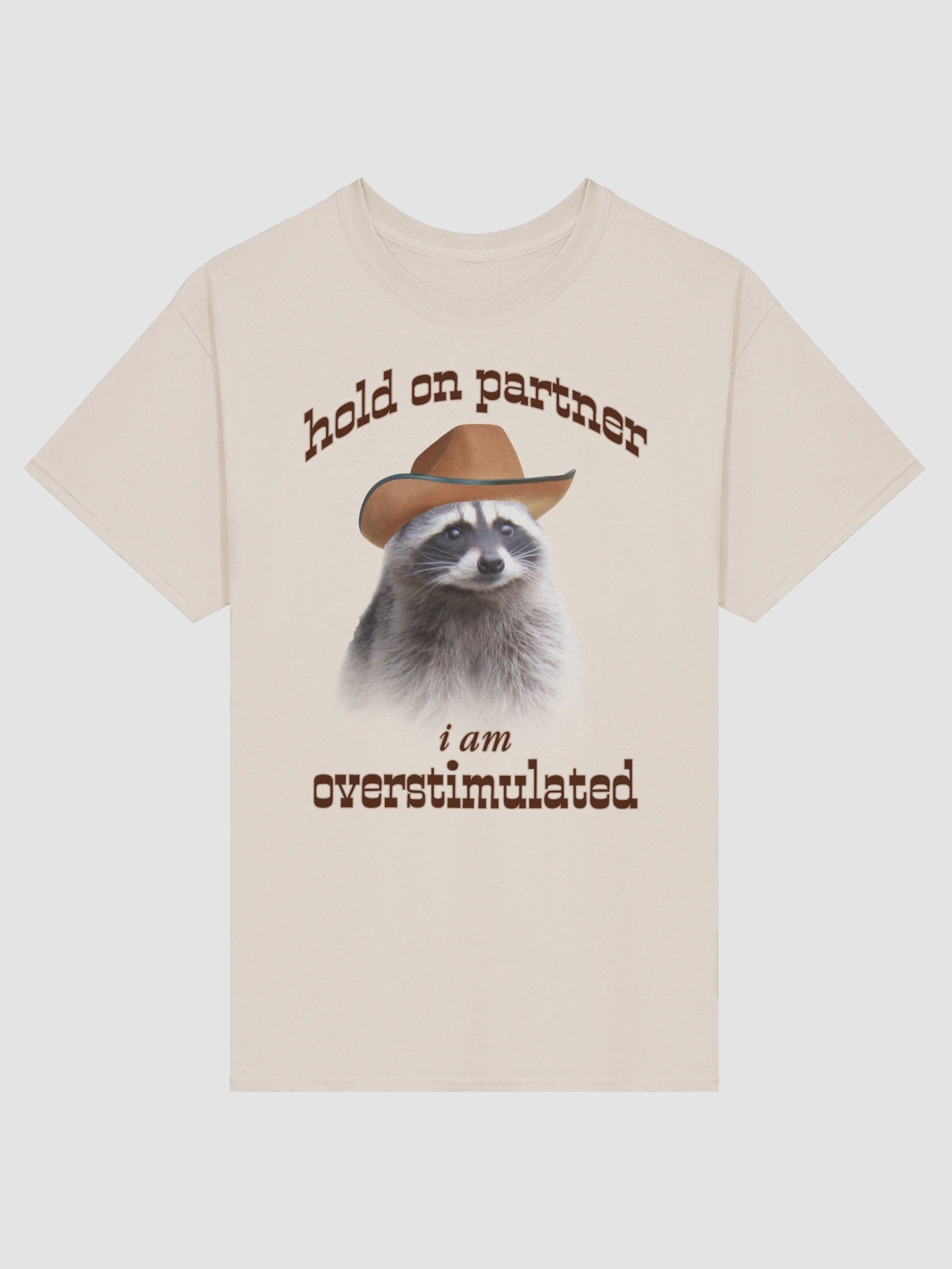 Hold On Partner I'm Overstimulated - Raccoon T-shirt product image (2)