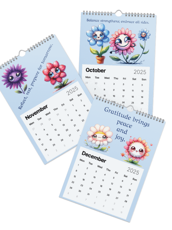 2025 Wall Calendar With Kawaii Style Flowers and Inspirations product image (5)