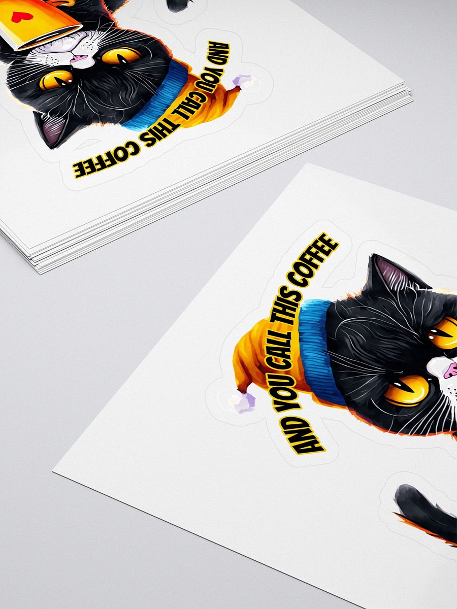 Whimsical Cat Coffee Sticker Set Mad Cat You Call This Coffee product image (4)