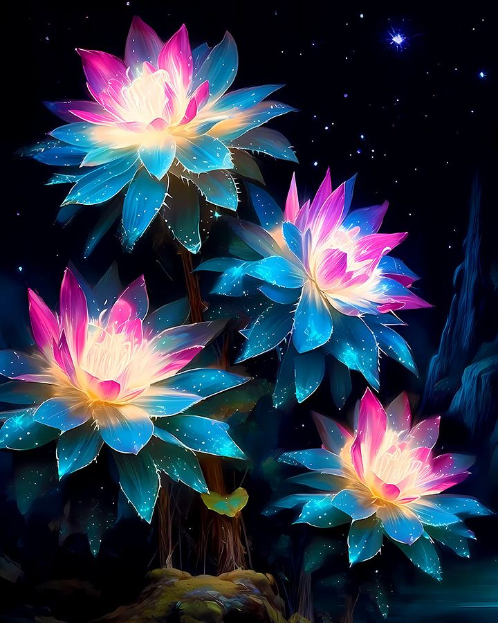 Enchanted Luminance: Mystical Glowing Flowers Matte Poster product image (1)