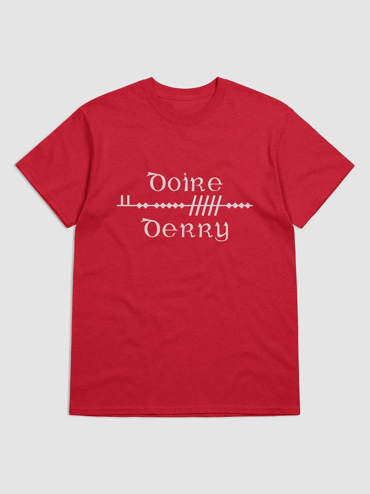 Derry/Doire Scholastic style Ogham red printed t-shirt product image (1)