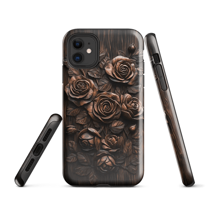 Dark Roses Wood Carving Effect - Tough Phone Case product image (1)