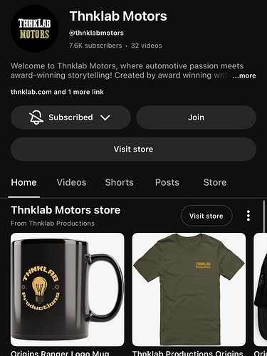 Got the shop setup on the @thnklabmotors YouTube page!