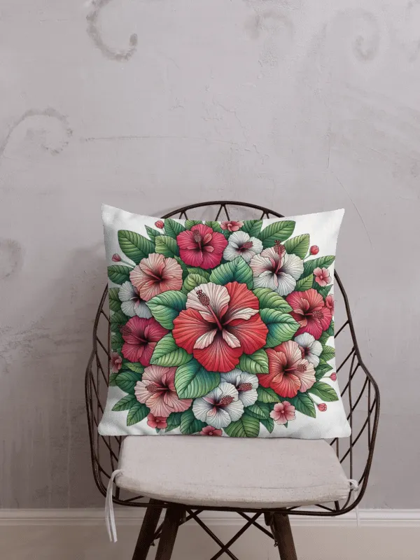 Hibiscus Harmony Premium Pillow | Ai Design flower product image (1)