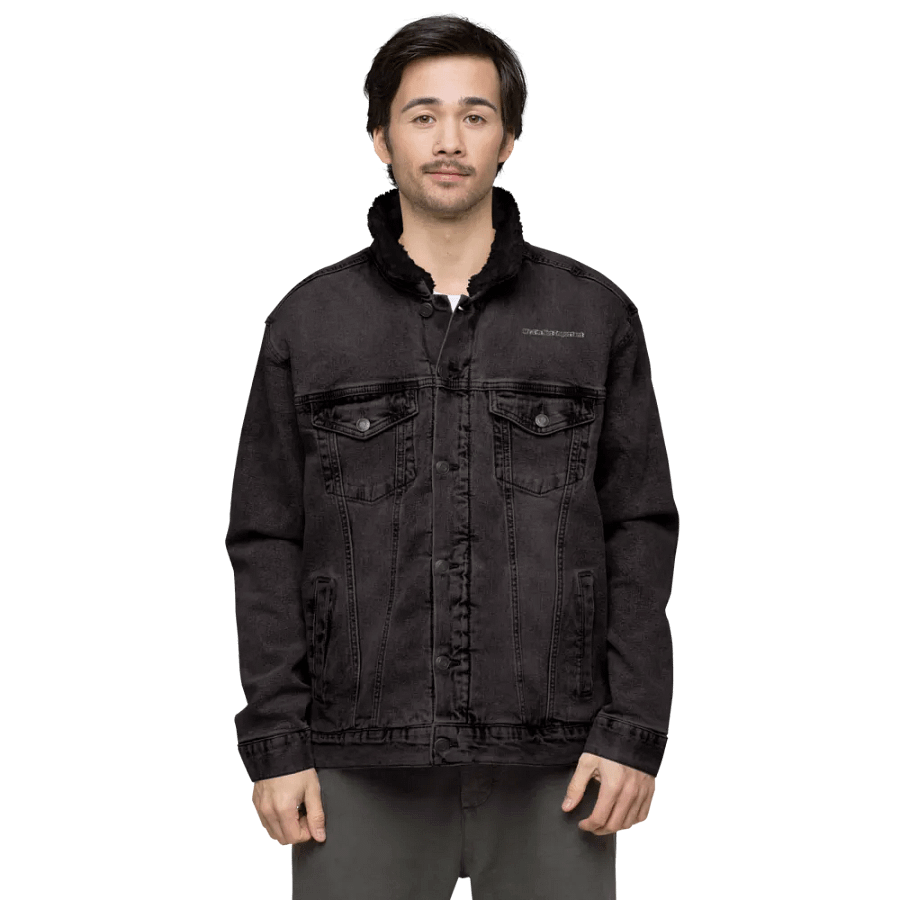 Unisex Sherpa Denim Jacket - Embroidered - Mr I'm Not Important product image (6)