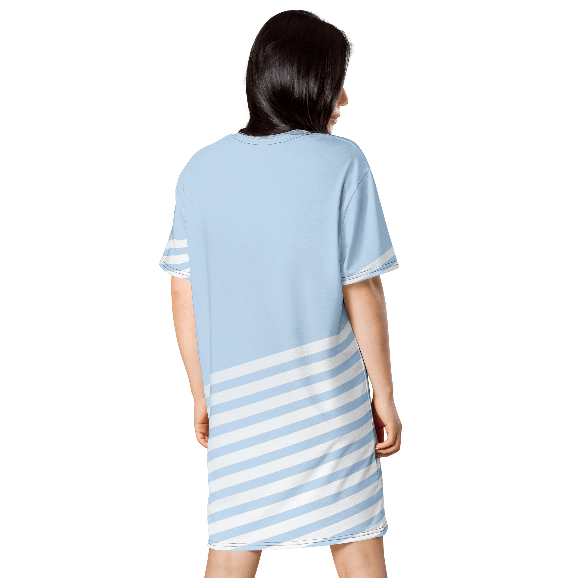 Trendy Women's Oversized T-Shirt Dress - Pale Blue with Unique Striped Design product image (2)
