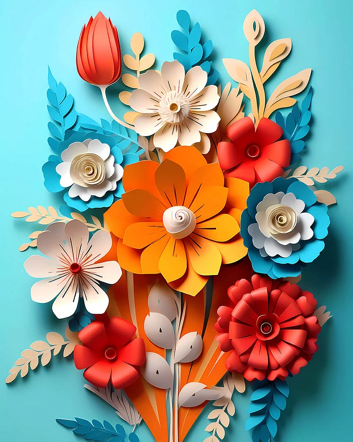 Crafted Blossoms in Bloom - Vibrant 3D Paper Floral Creation Matte Poster product image (1)