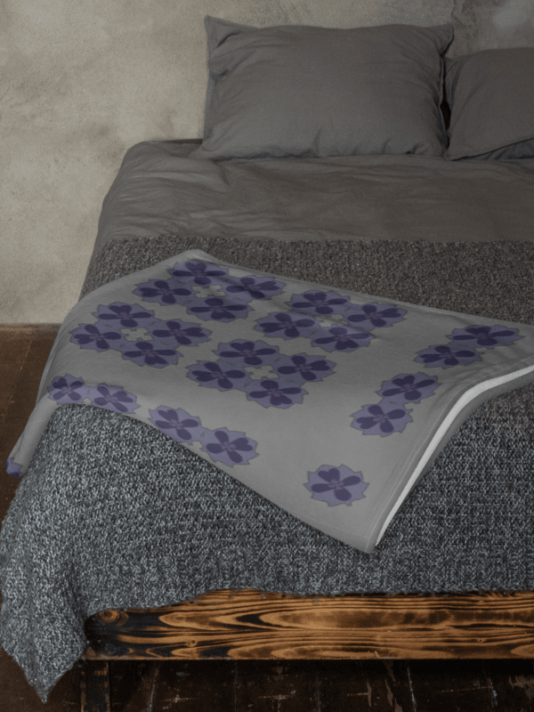 Blue & Purple Flower in Geometric Harmony Throw Blanket product image (2)
