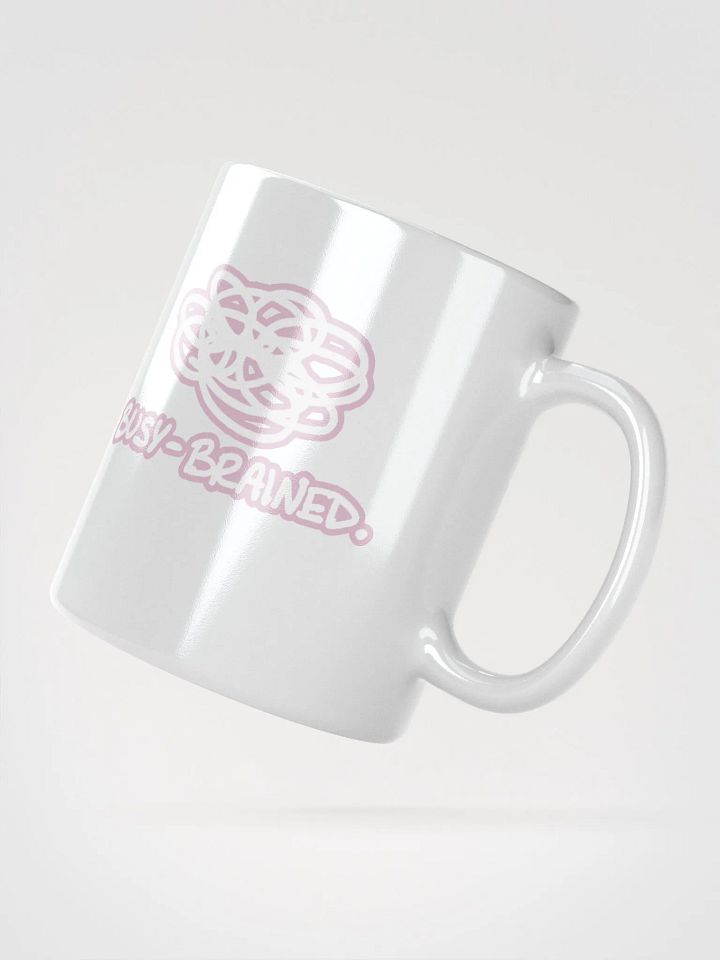 BUSY-BRAINED (lined design, #E1B9CE) glossy white mug product image (3)