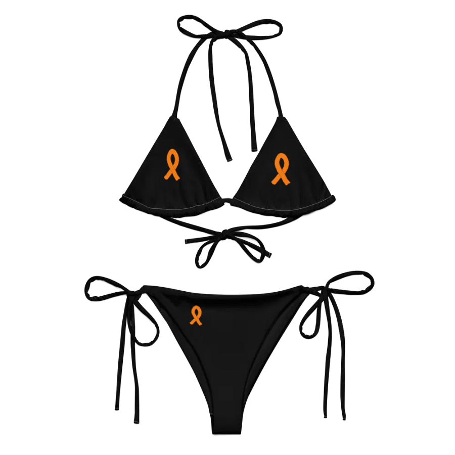 White HApex Gear White Logo Cancer Awareness Orange Ribbon. Black Recycled String Bikini product image (5)