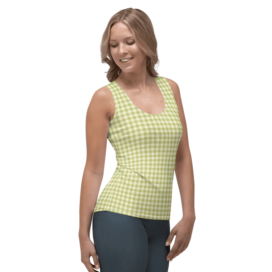 ALL-OVER PRINT LIGHT GREEN VINTAGE PATTERN WOMEN'S TANK TOP product image (4)