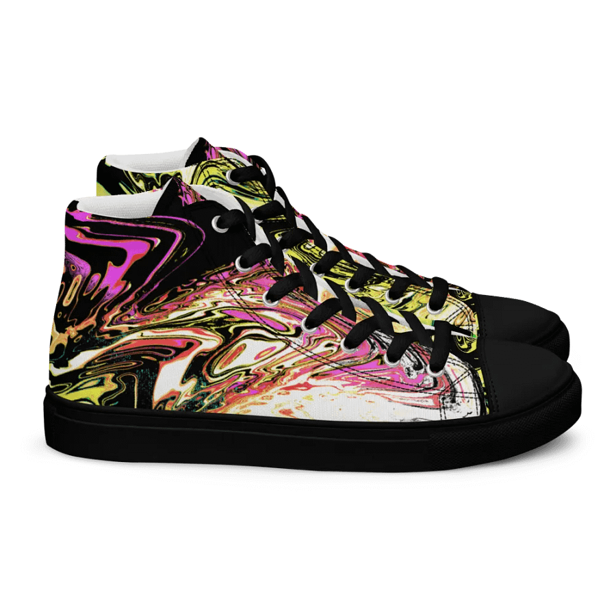 Abstract Neon Daisy Swirl Ladies High Top Canvas Shoes product image (3)