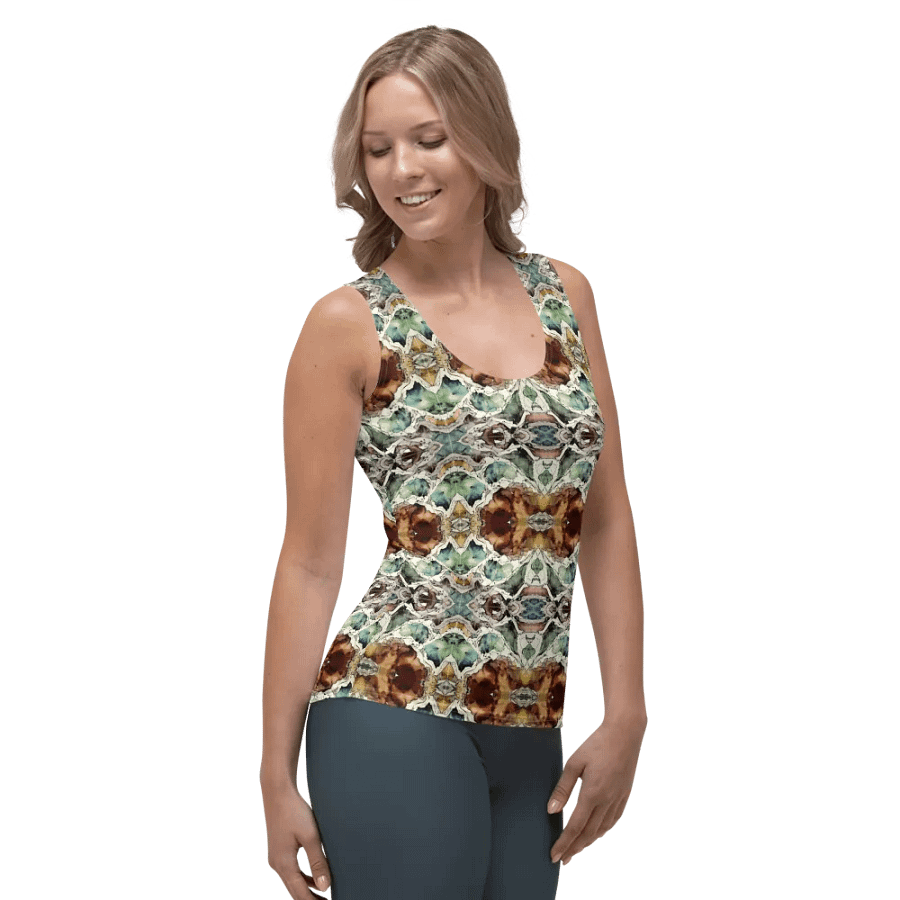 Beach Design - Green-White-Brown Collection-All-Over Print Women's Tank Top product image (4)