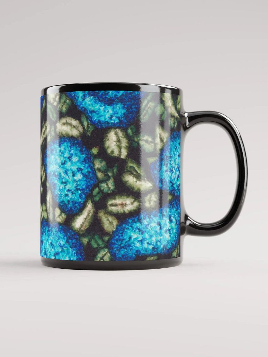HYDRANGEAS IV black glossy mug product image (5)