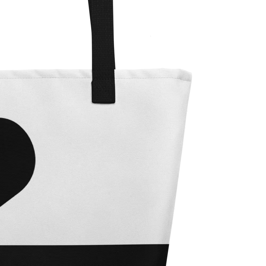 Black and White Stripes and Hearts/All-Over Print Large Tote Bag w/ Pocket by Sublicolor product image (3)