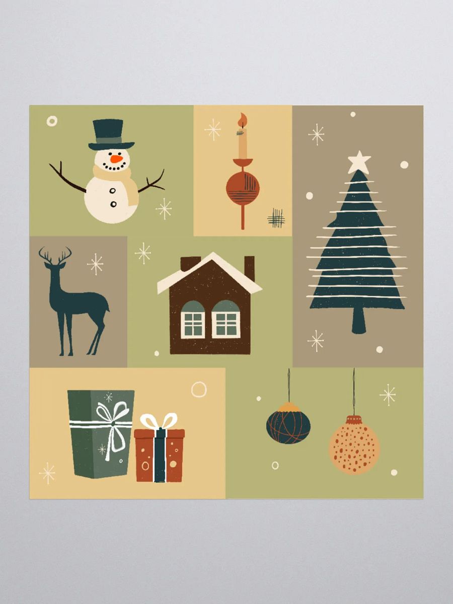 Mid-century retro Christmas Kiss Cut Sticker product image (2)