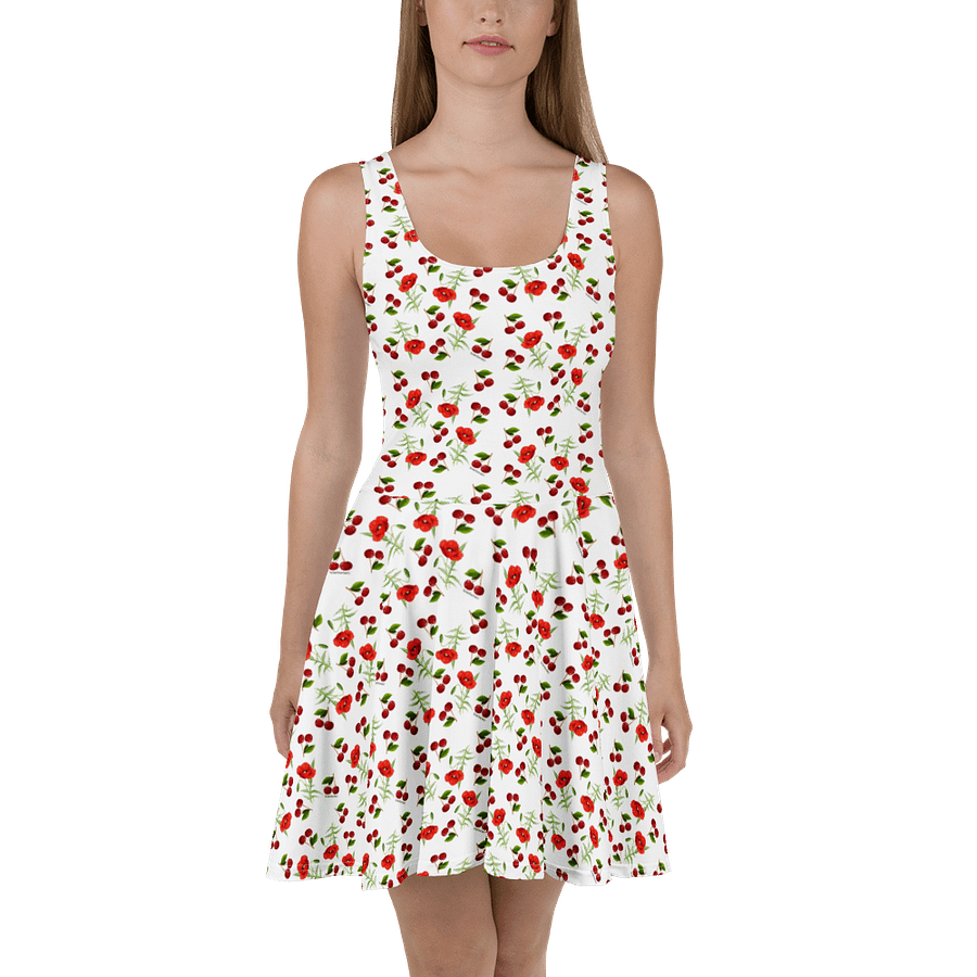 Poppies and Cherries Red and White - Skater Dress product image (1)