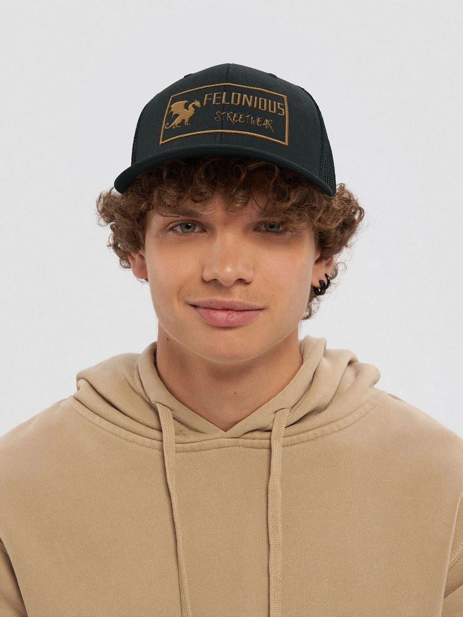 Felonious Streetwear Dragon Gold Logo Trucker Hat product image (34)
